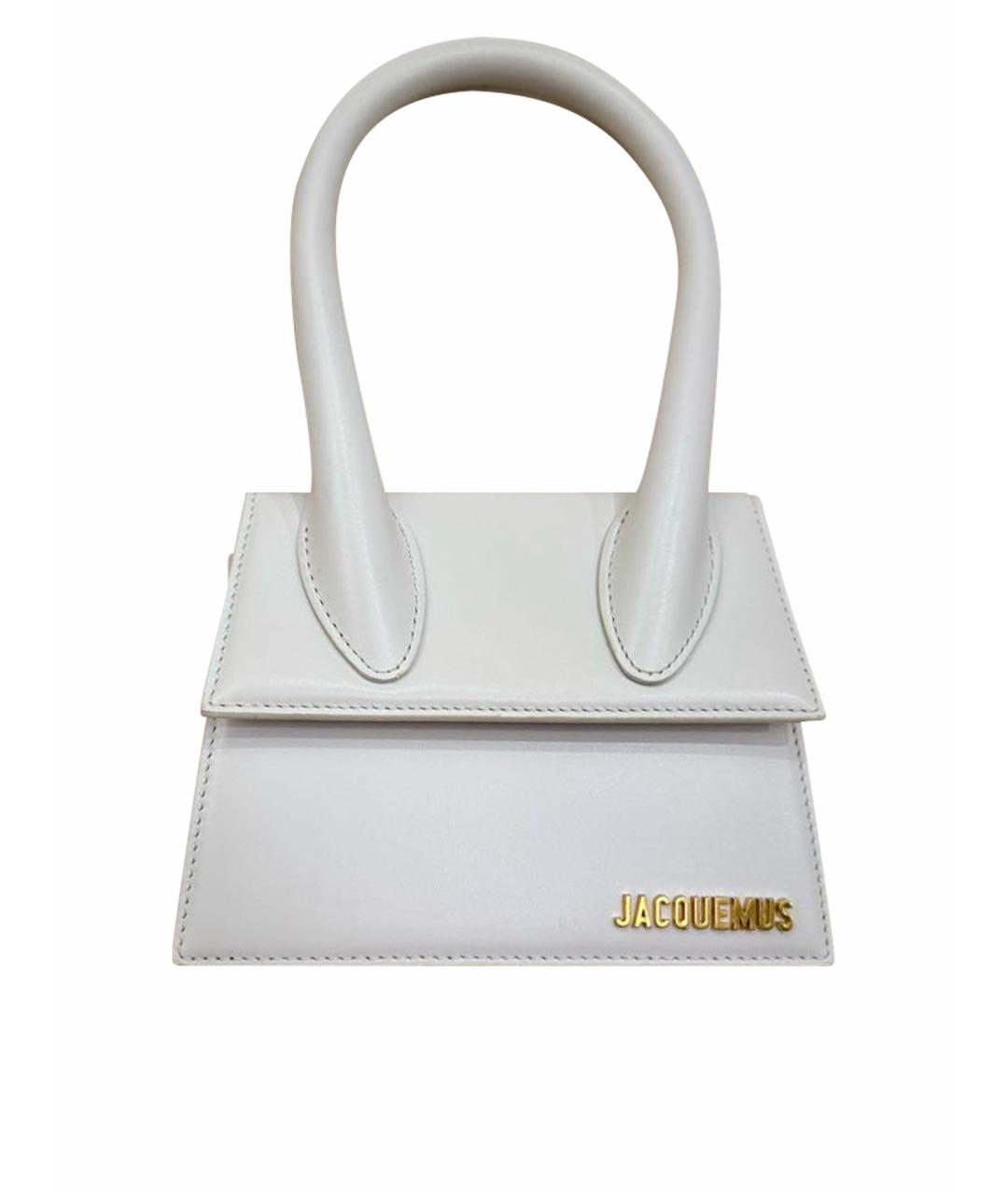 JACQUEMUS Белая кожаная сумка с короткими ручками, фото 1