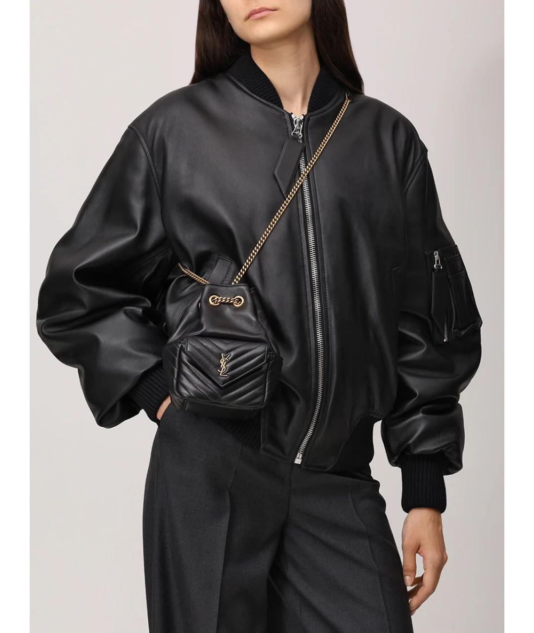 SAINT LAURENT Черная кожаная сумка через плечо, фото 4