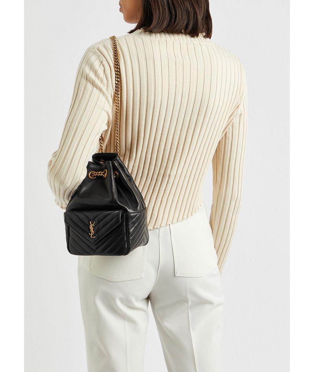 SAINT LAURENT Черная кожаная сумка через плечо, фото 2