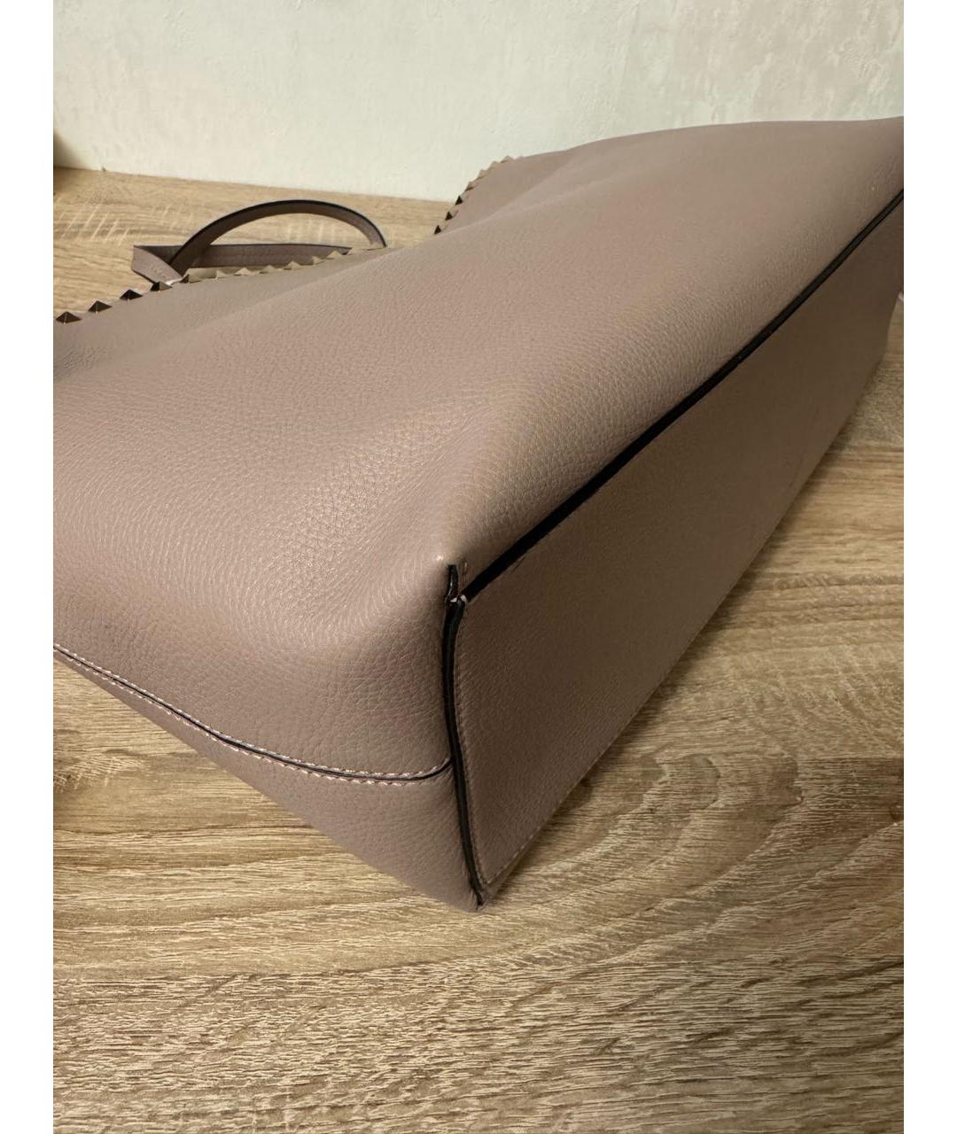 VALENTINO Бежевая кожаная сумка тоут, фото 4