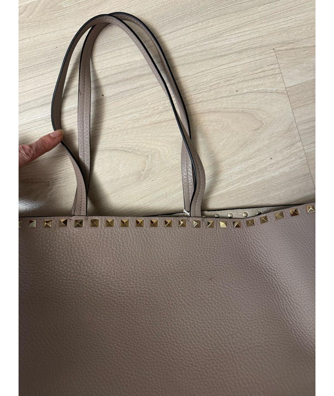 VALENTINO Бежевая кожаная сумка тоут, фото 8