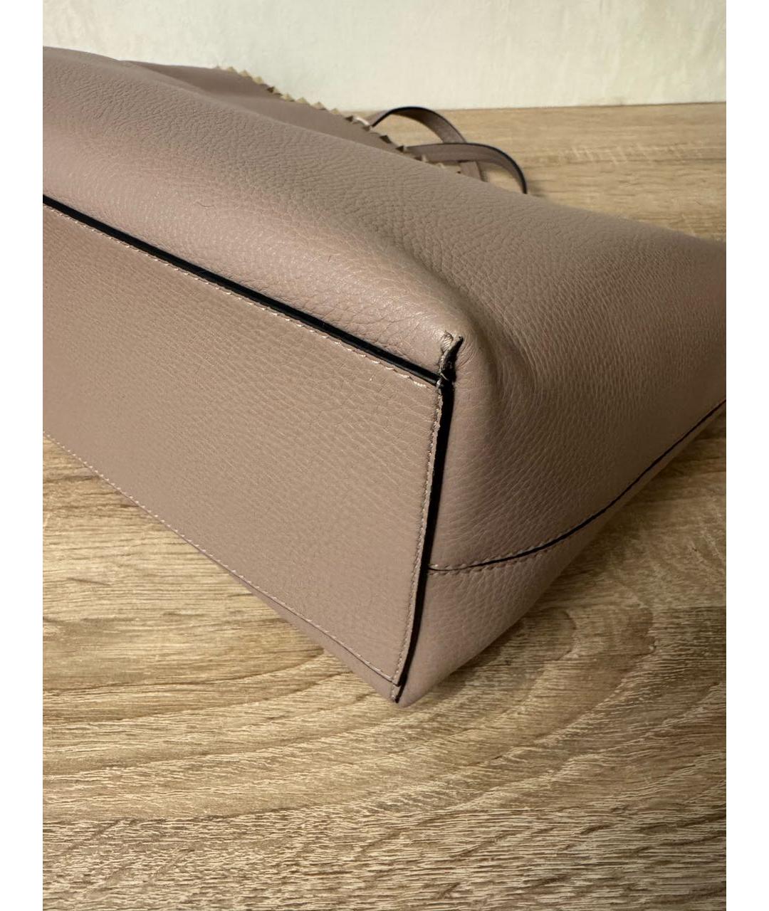 VALENTINO Бежевая кожаная сумка тоут, фото 5