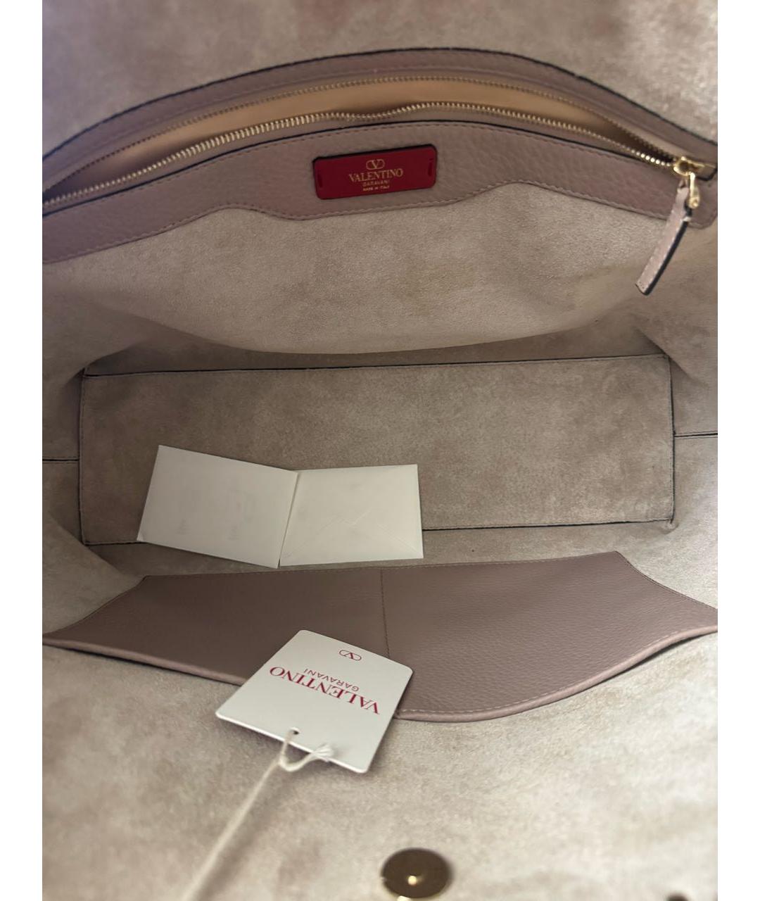 VALENTINO Бежевая кожаная сумка тоут, фото 3