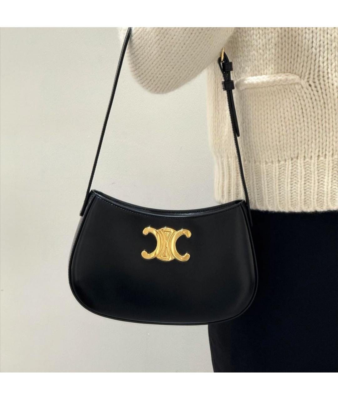 CELINE Черная кожаная сумка через плечо, фото 5