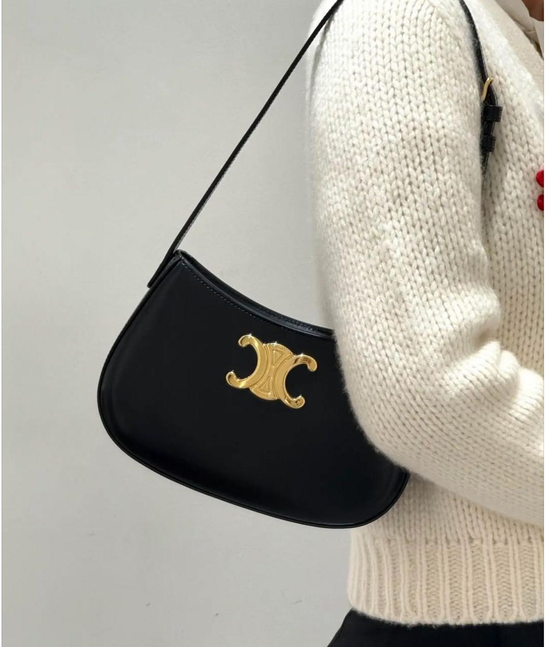 CELINE Черная кожаная сумка через плечо, фото 4