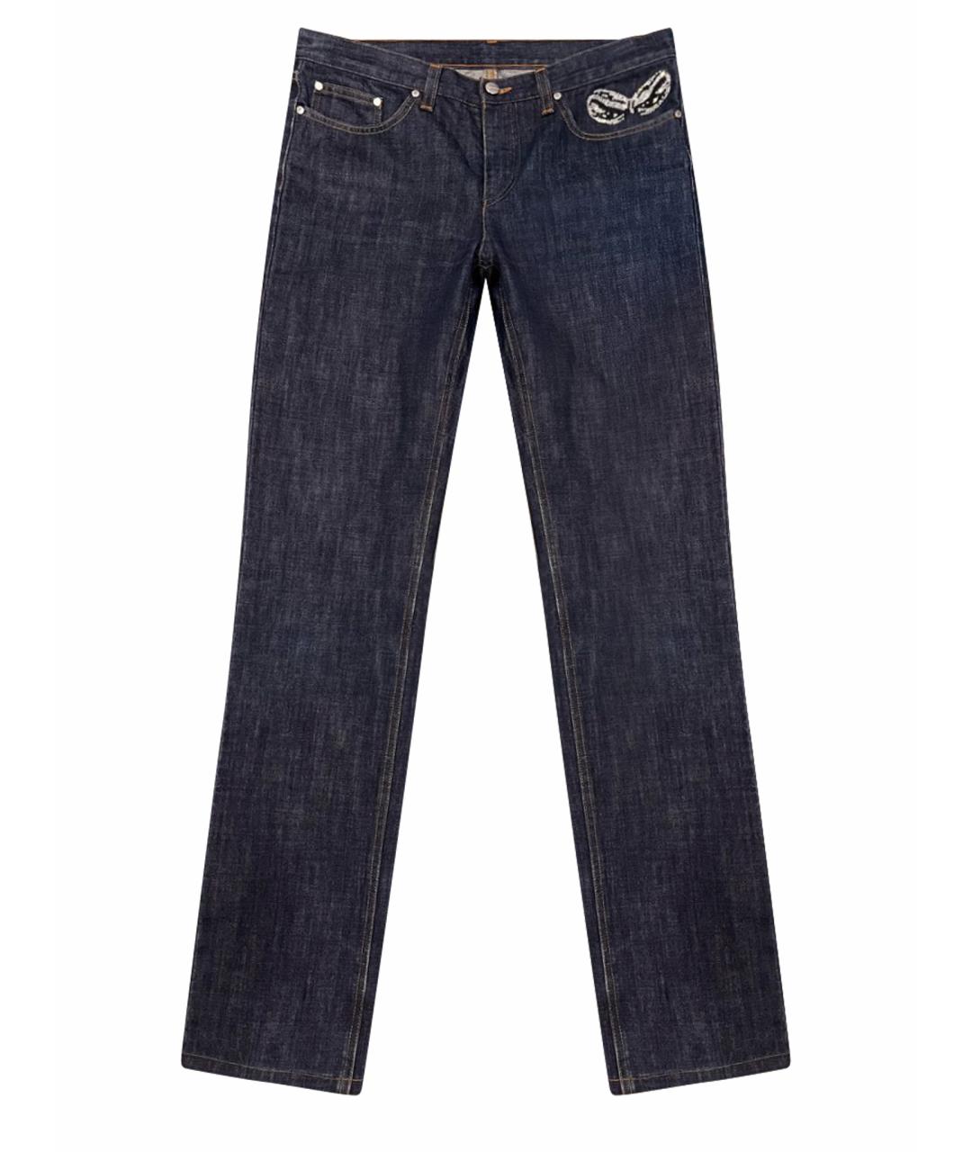 ICEBERG Темно-синие хлопковые прямые джинсы, фото 1