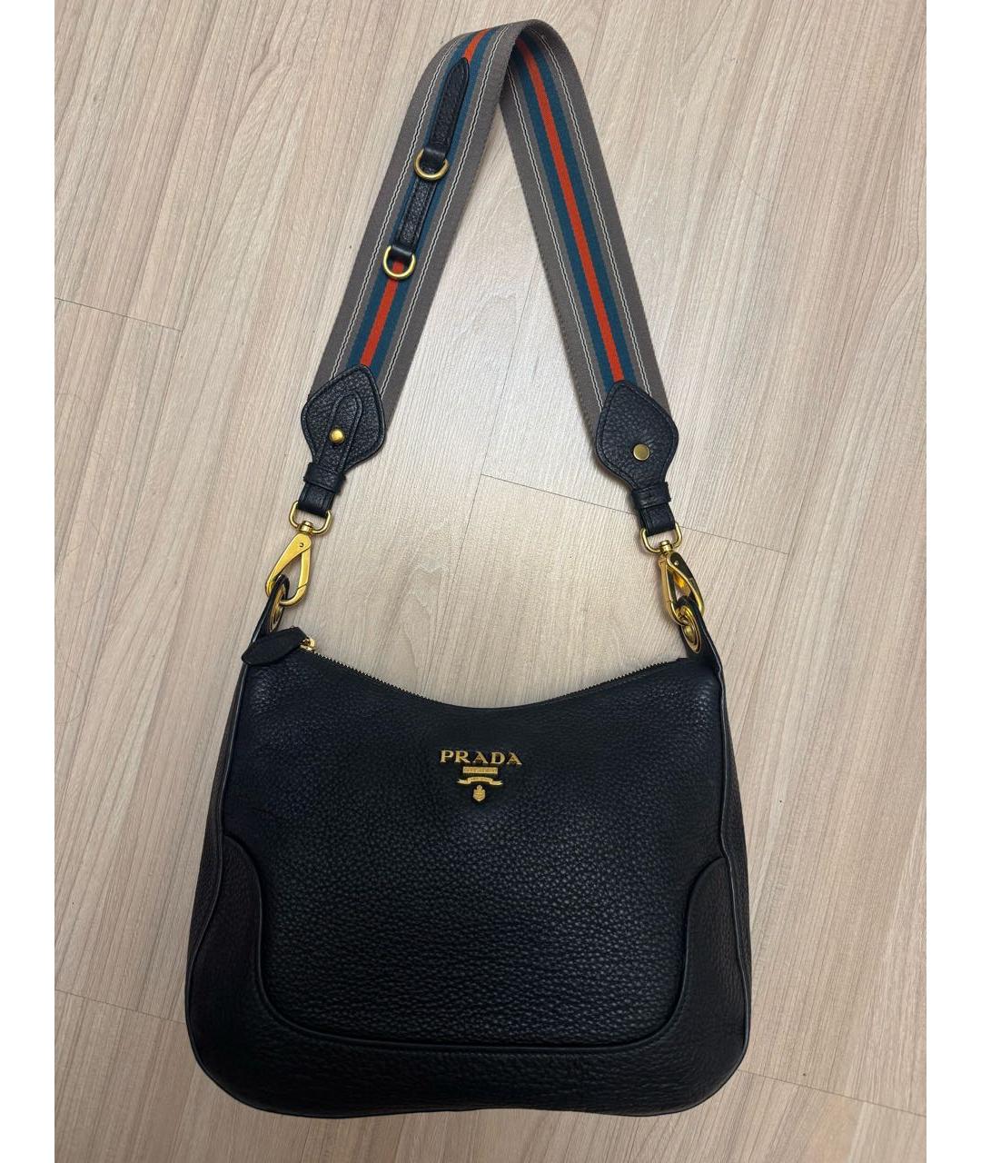 PRADA Черная кожаная сумка через плечо, фото 2
