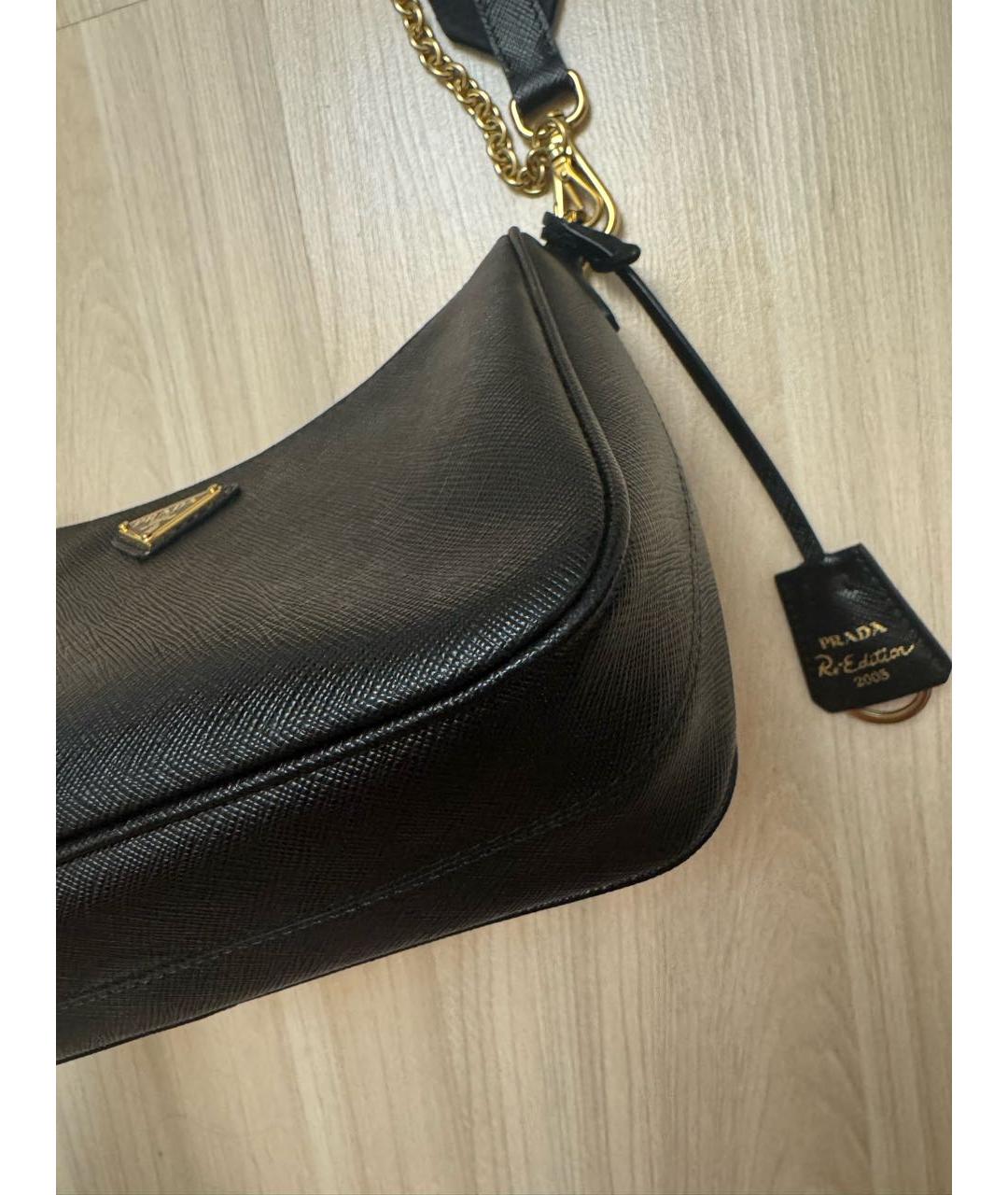 PRADA Черная кожаная сумка через плечо, фото 4