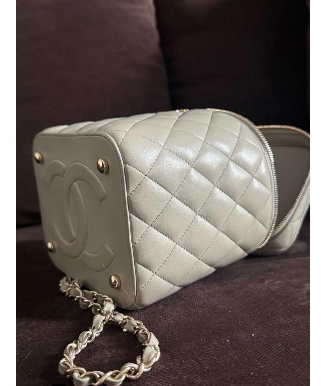 CHANEL Серая кожаная сумка через плечо, фото 7