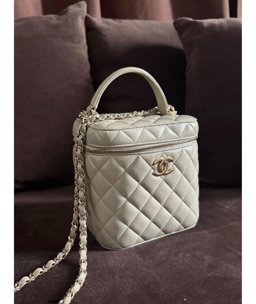 CHANEL Серая кожаная сумка через плечо, фото 8