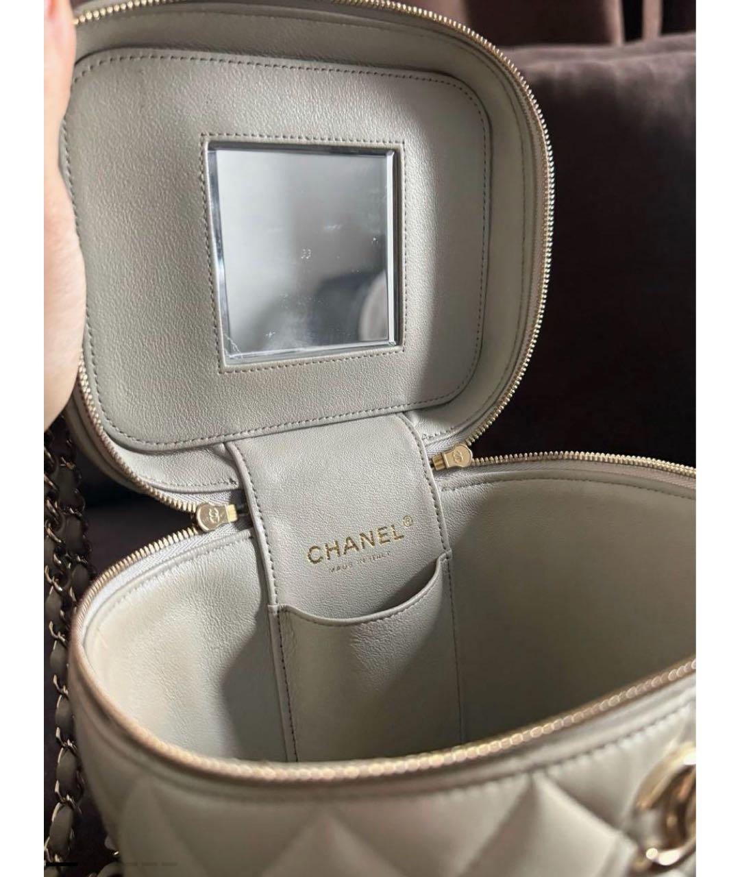 CHANEL Серая кожаная сумка через плечо, фото 3