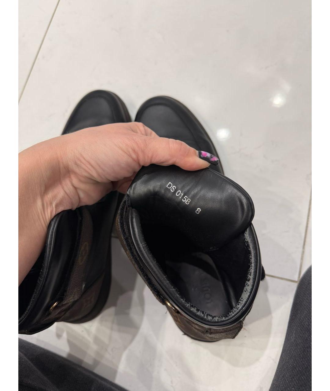 LOUIS VUITTON Черные кожаные высокие кроссовки / кеды, фото 8