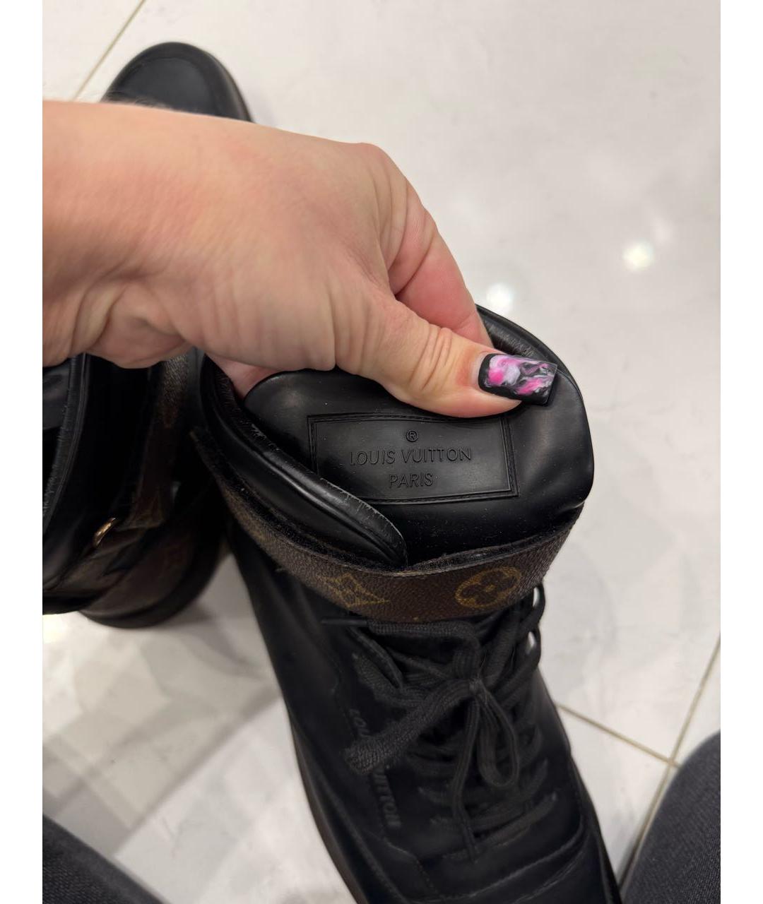 LOUIS VUITTON Черные кожаные высокие кроссовки / кеды, фото 6