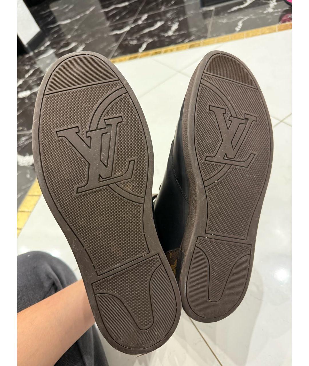 LOUIS VUITTON Черные кожаные высокие кроссовки / кеды, фото 7