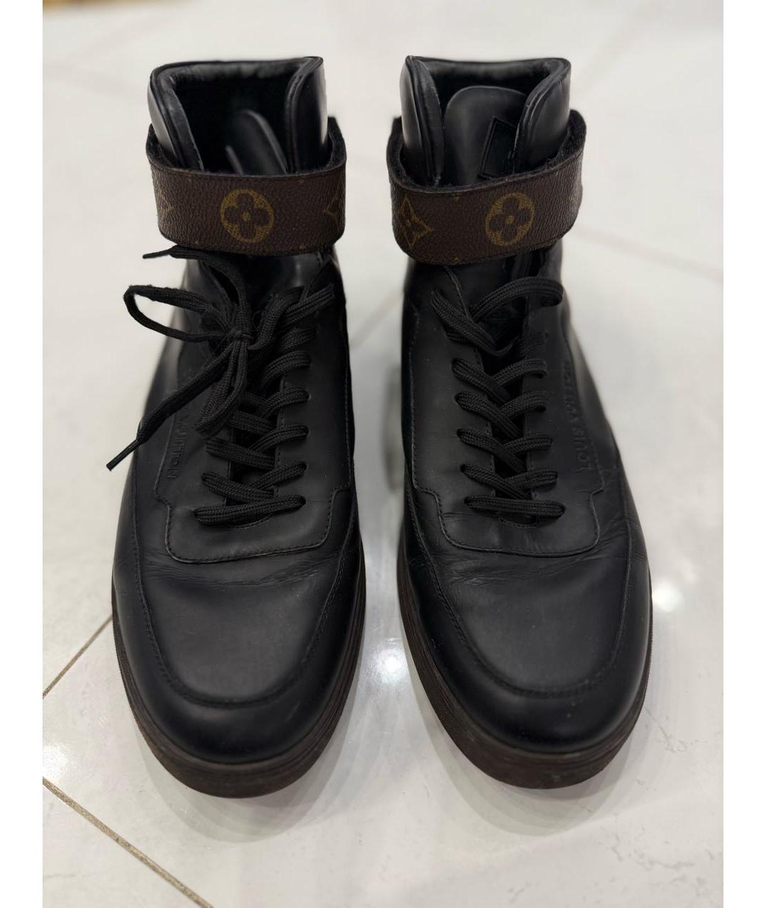 LOUIS VUITTON Черные кожаные высокие кроссовки / кеды, фото 2