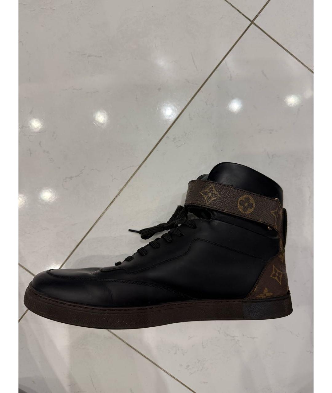 LOUIS VUITTON Черные кожаные высокие кроссовки / кеды, фото 9