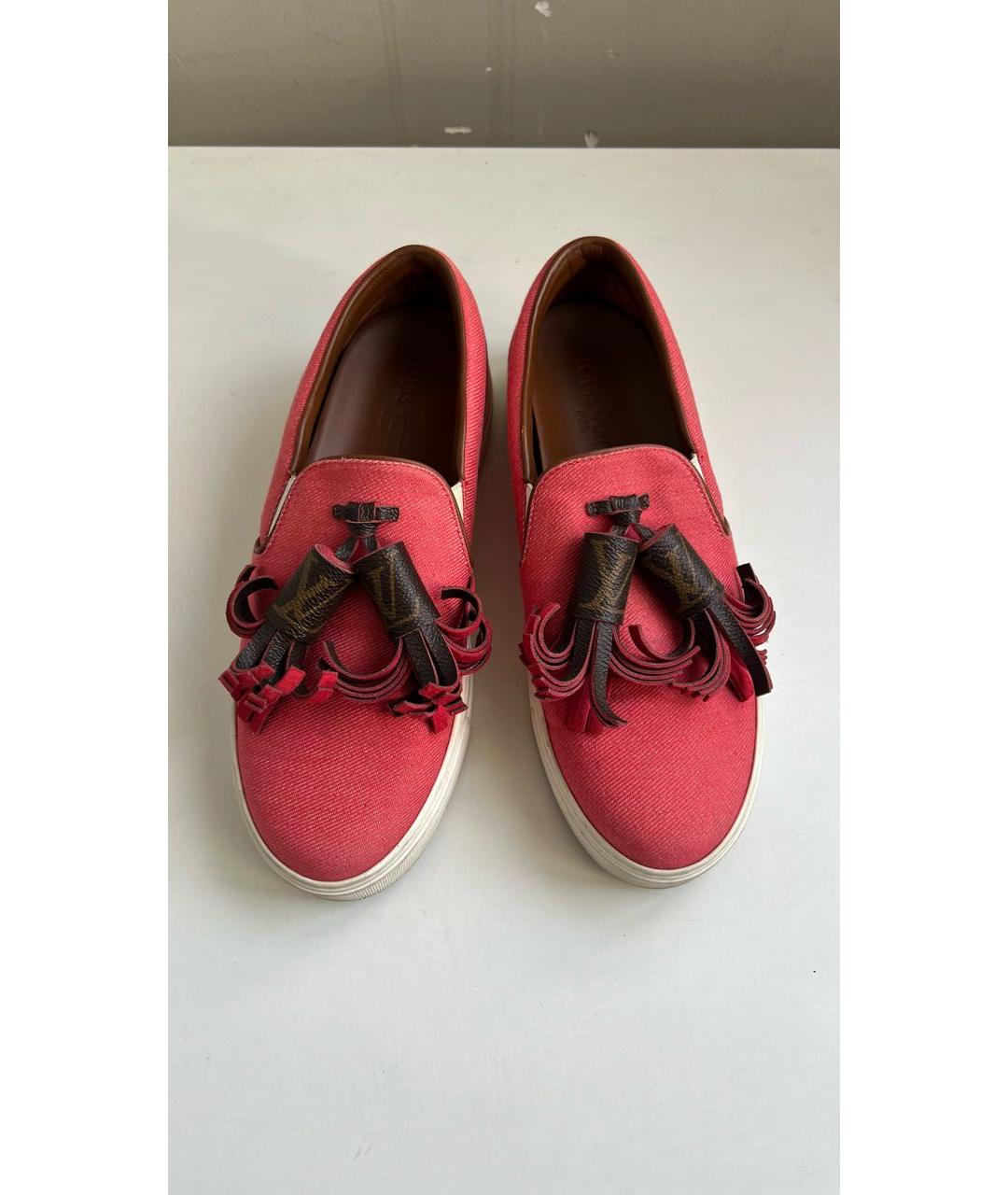 LOUIS VUITTON Розовые текстильные лоферы, фото 2