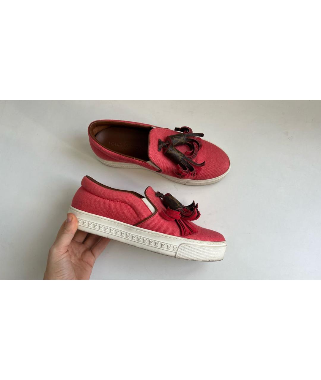 LOUIS VUITTON Розовые текстильные лоферы, фото 9