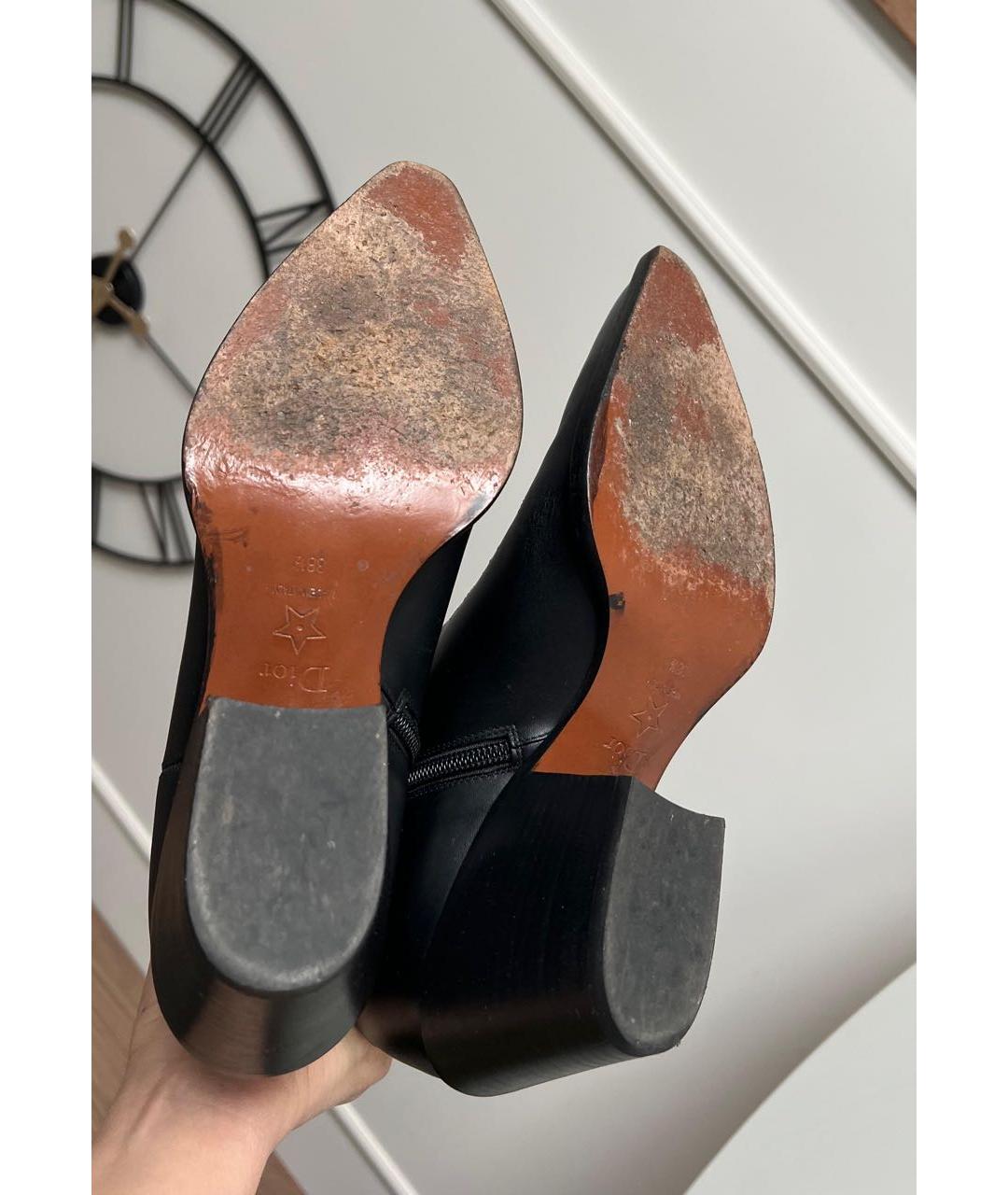 CHRISTIAN DIOR Черные кожаные ботильоны, фото 4