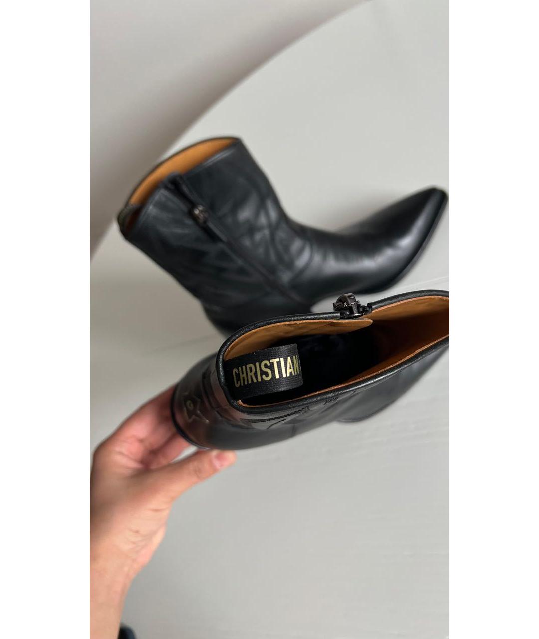 CHRISTIAN DIOR Черные кожаные ботильоны, фото 7