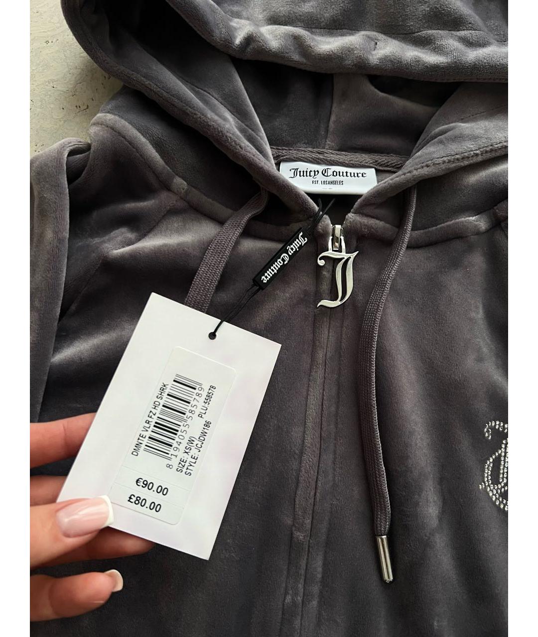 JUICY COUTURE Антрацитовый велюровый спортивные костюмы, фото 4