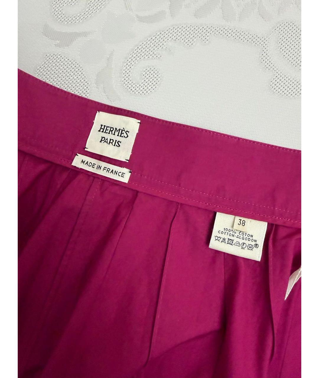 HERMES Фуксия хлопковая юбка миди, фото 3