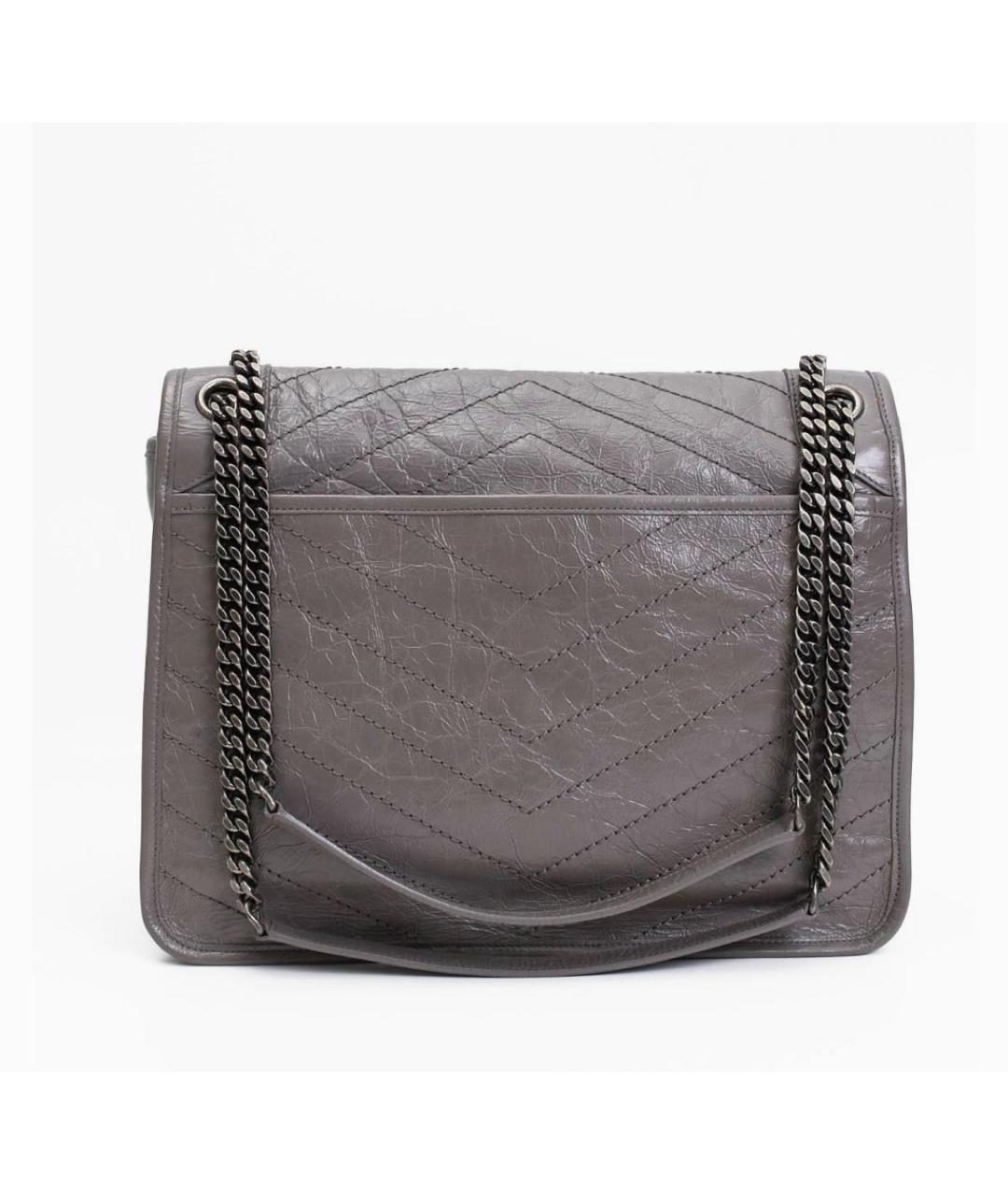 SAINT LAURENT Серая кожаная сумка через плечо, фото 5