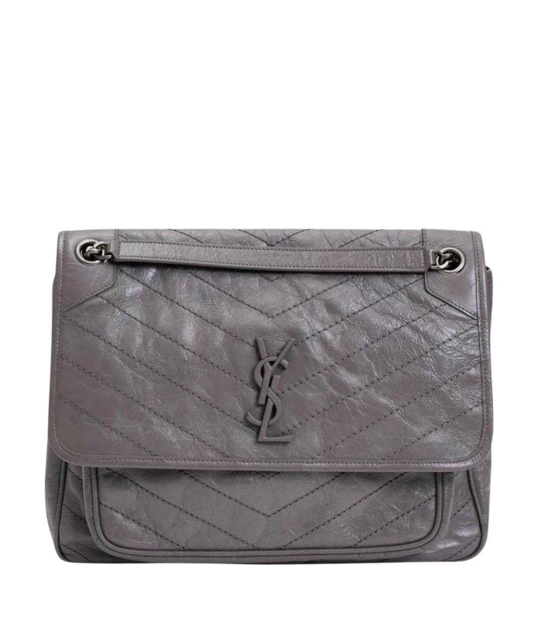 SAINT LAURENT Серая кожаная сумка через плечо, фото 1