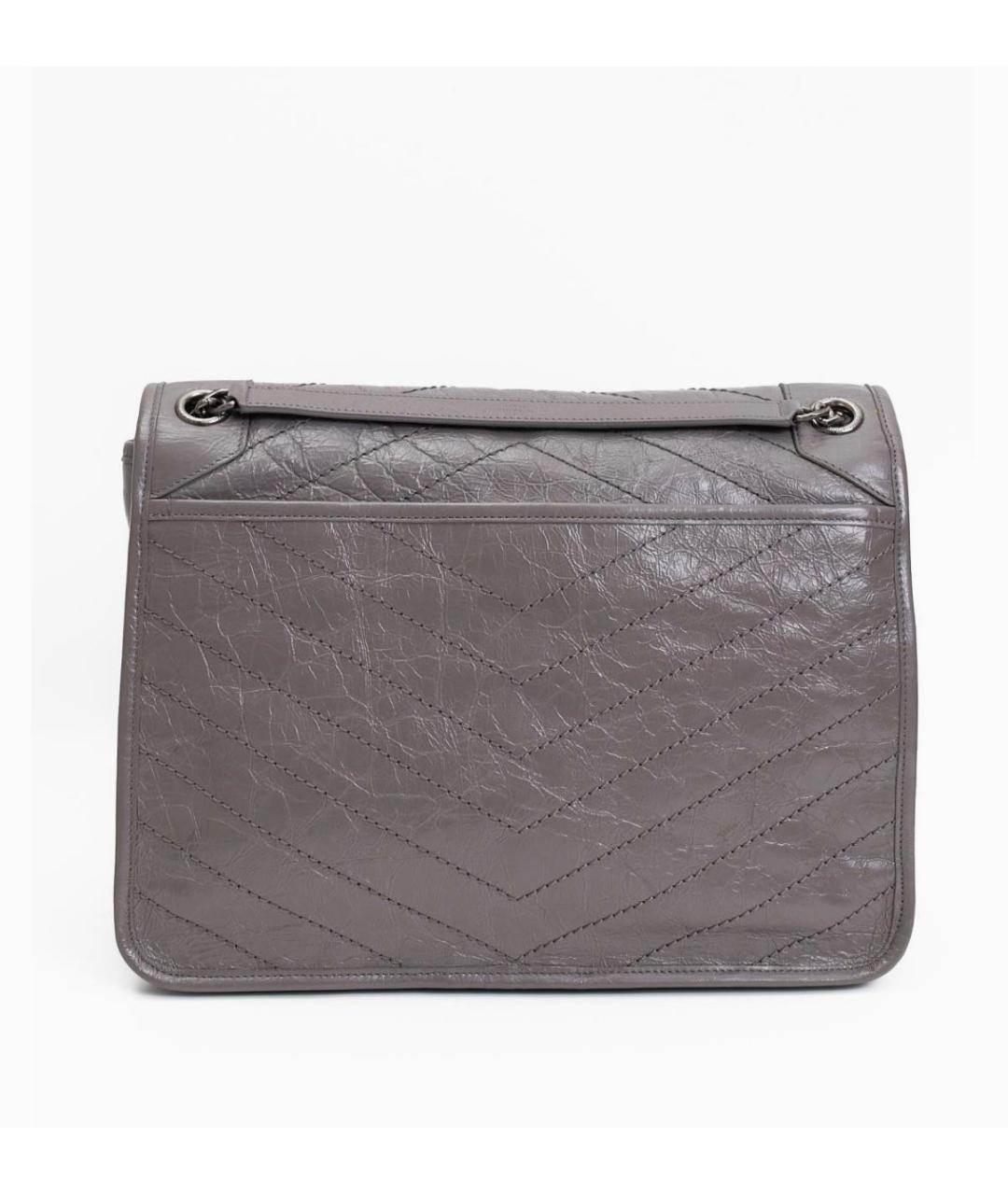 SAINT LAURENT Серая кожаная сумка через плечо, фото 4