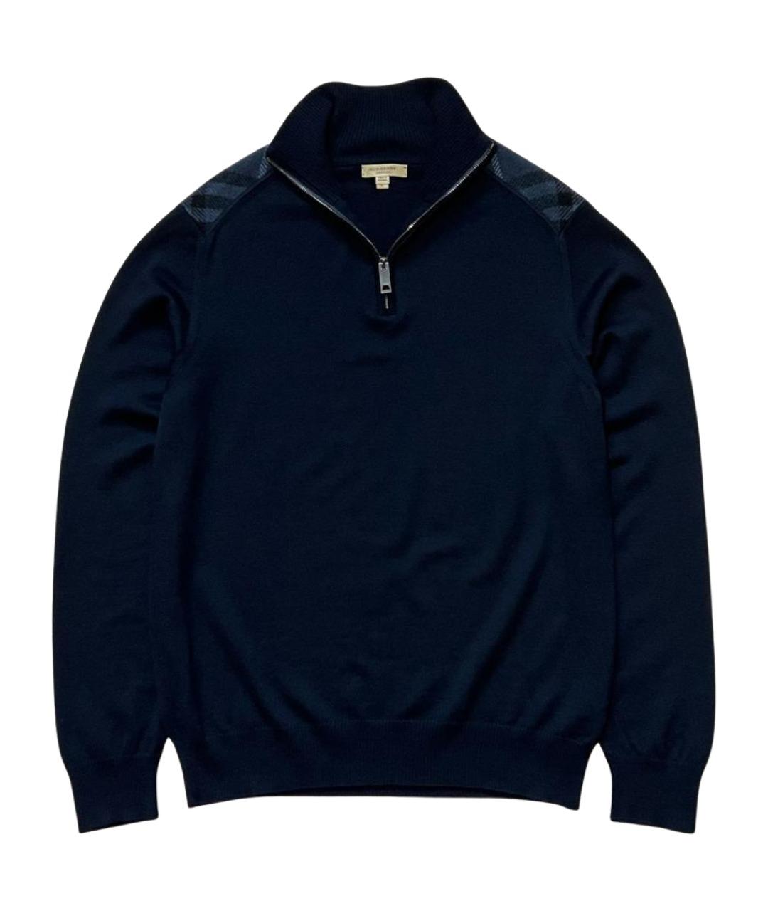 BURBERRY Темно-синий шерстяной джемпер / свитер, фото 1