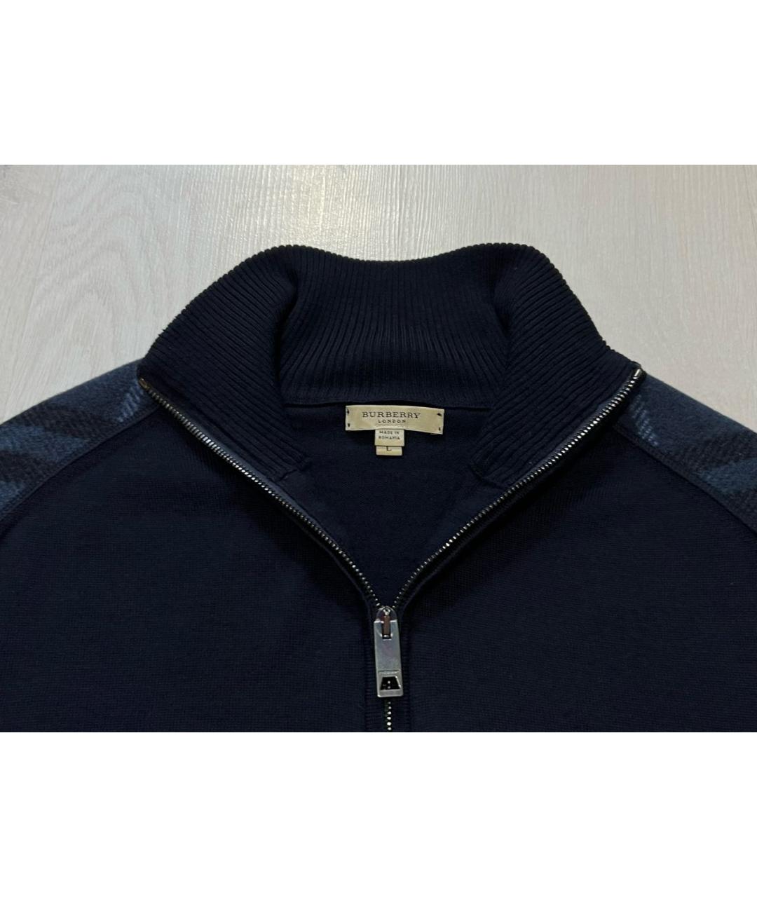 BURBERRY Темно-синий шерстяной джемпер / свитер, фото 4