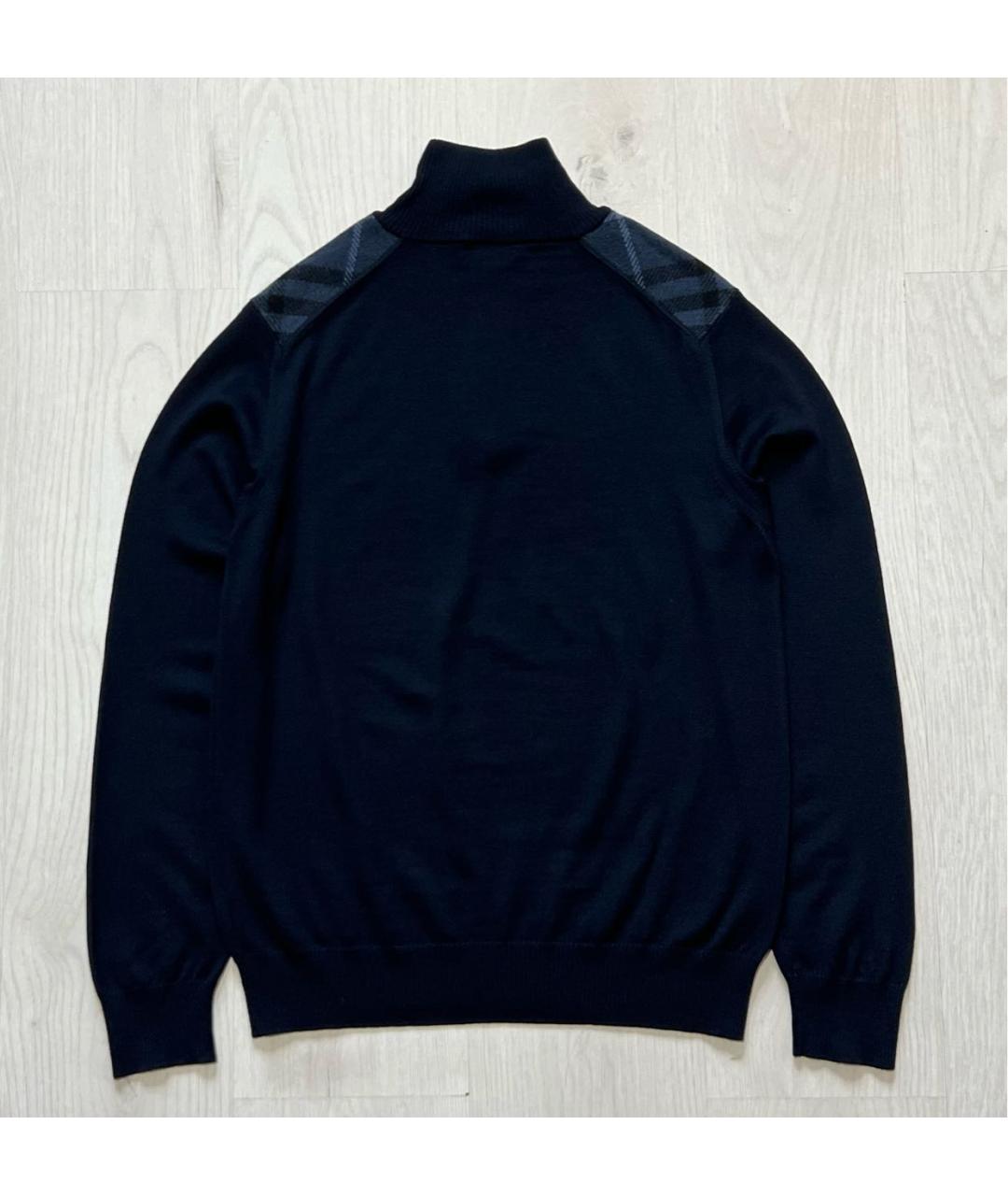 BURBERRY Темно-синий шерстяной джемпер / свитер, фото 2