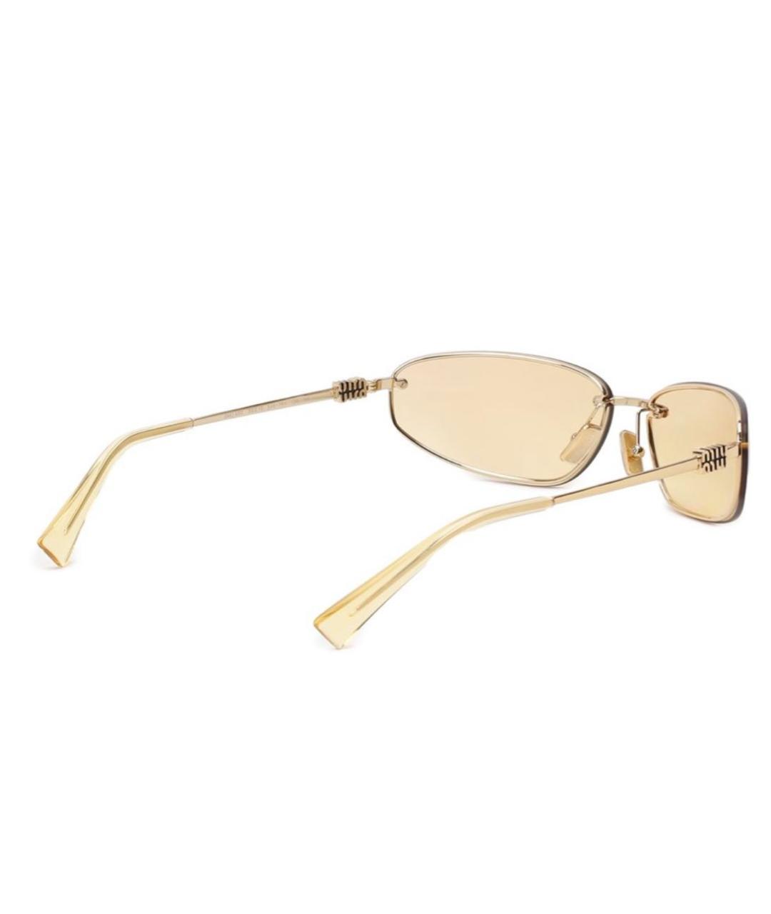 MIU MIU Золотые металлические солнцезащитные очки, фото 3
