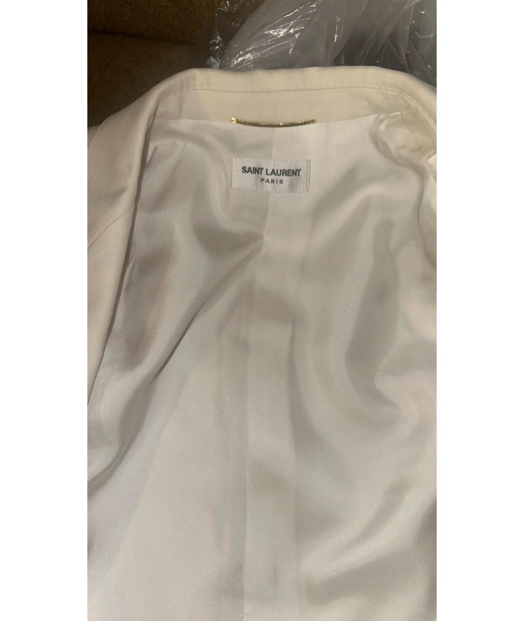 SAINT LAURENT Бежевый шерстяной костюм с брюками, фото 3