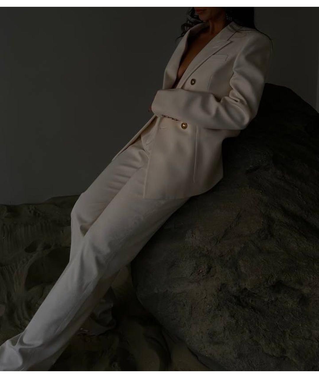 SAINT LAURENT Бежевый шерстяной костюм с брюками, фото 6