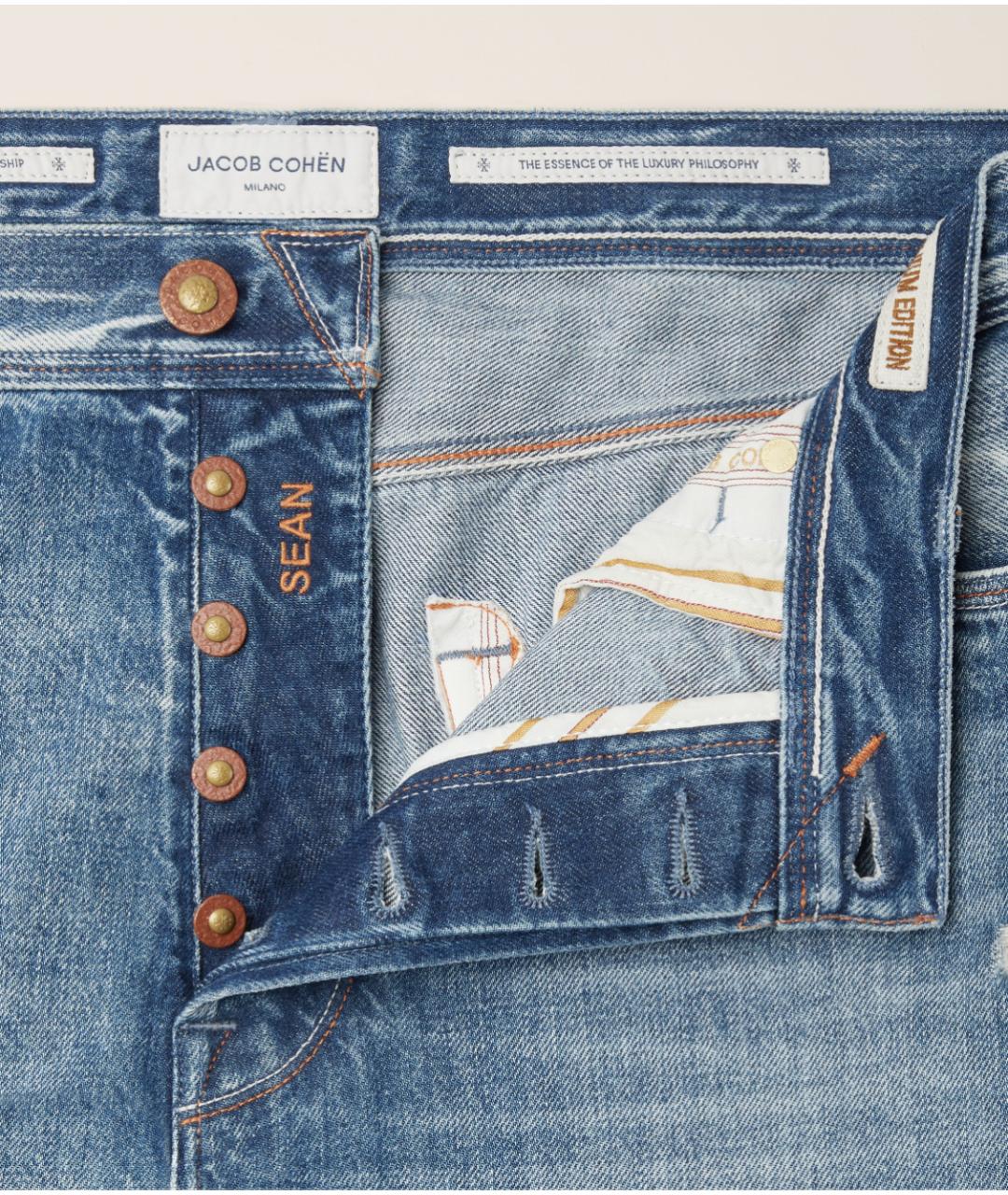 JACOB COHEN Синие хлопковые прямые джинсы, фото 3