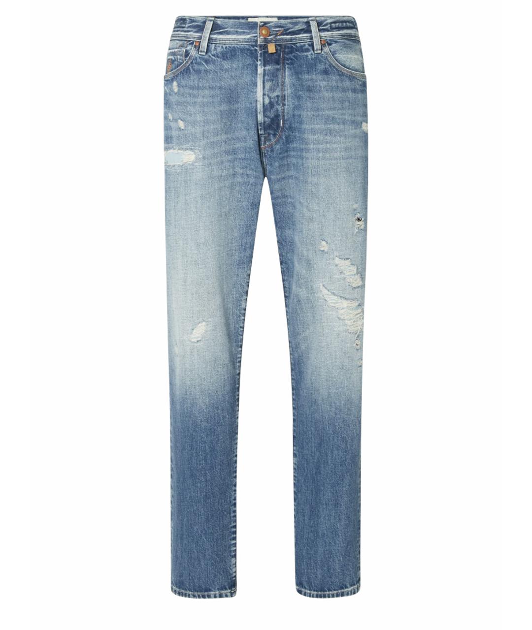JACOB COHEN Синие хлопковые прямые джинсы, фото 1