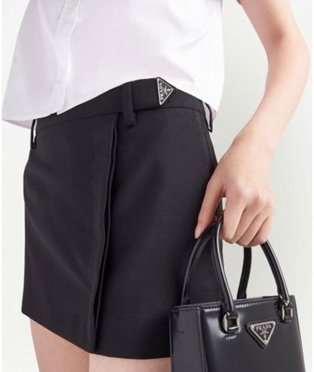 PRADA Черная шерстяная юбка мини, фото 7