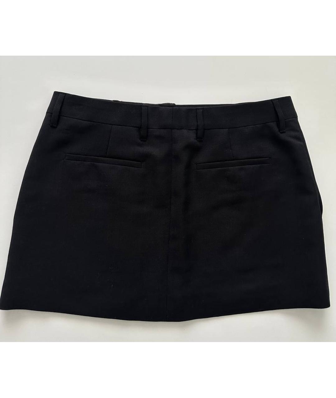 PRADA Черная шерстяная юбка мини, фото 2