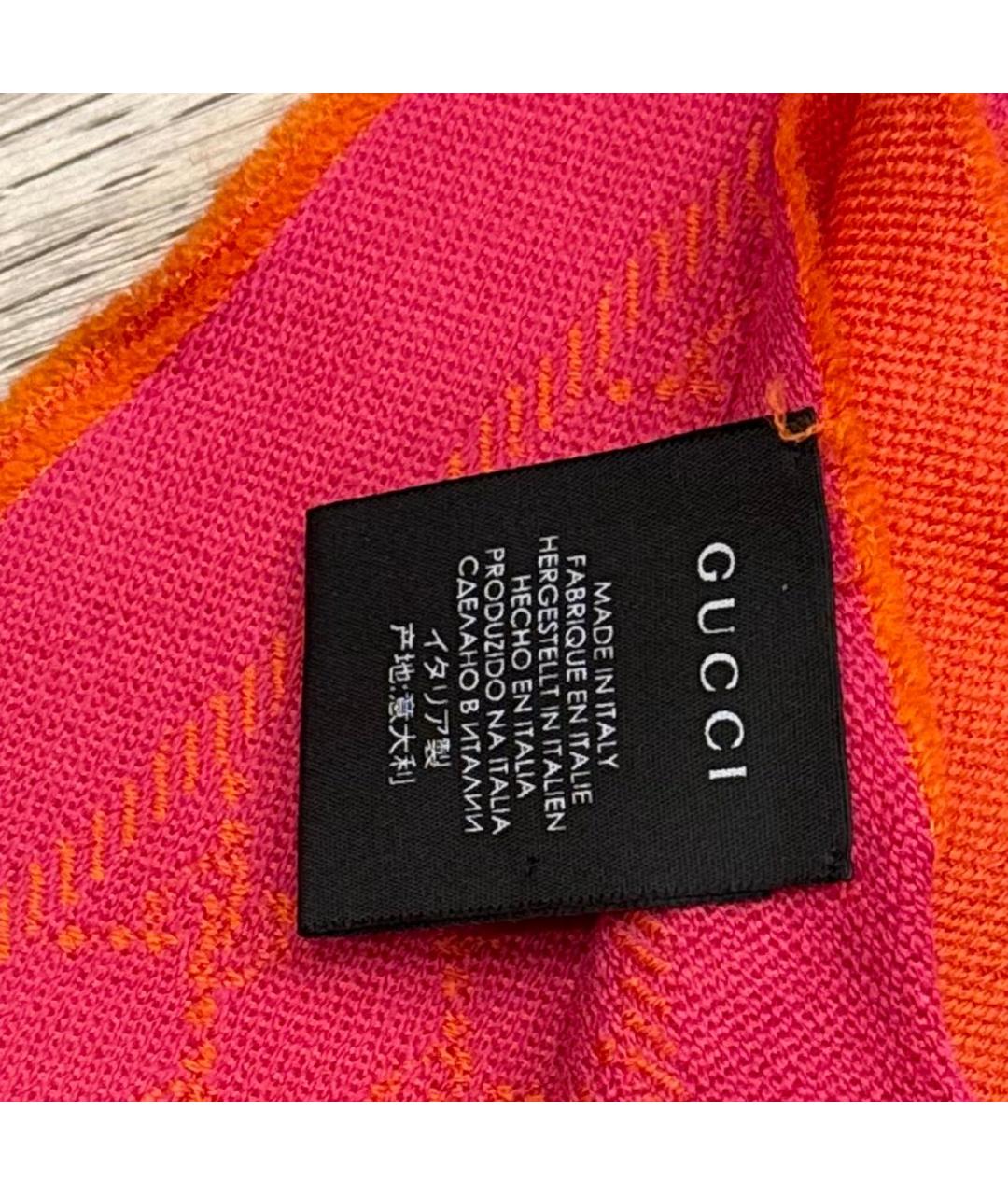 GUCCI Красный шерстяной шарф, фото 4