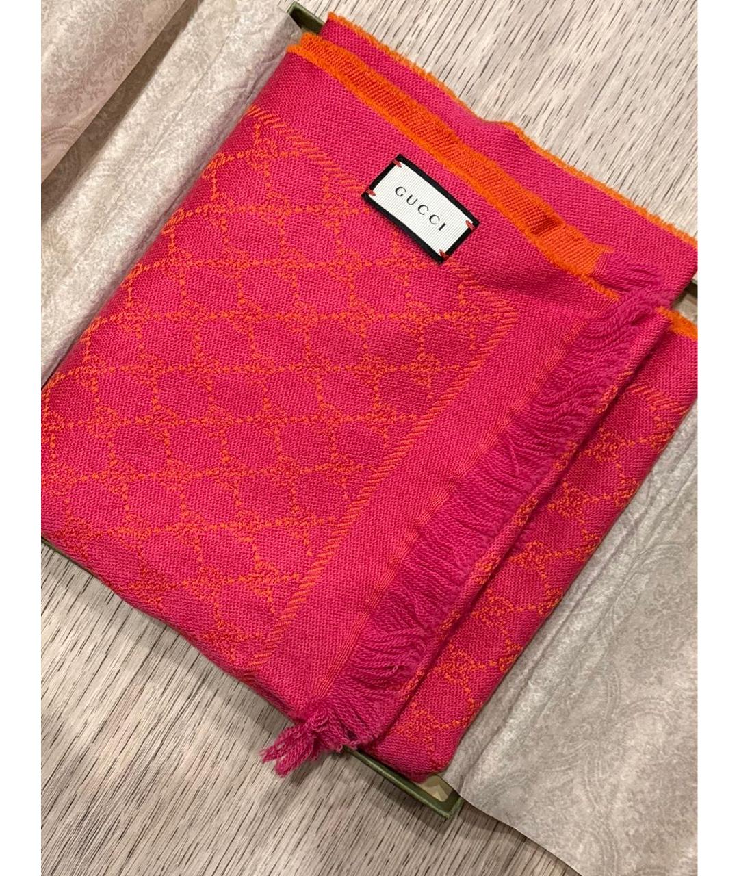 GUCCI Красный шерстяной шарф, фото 2