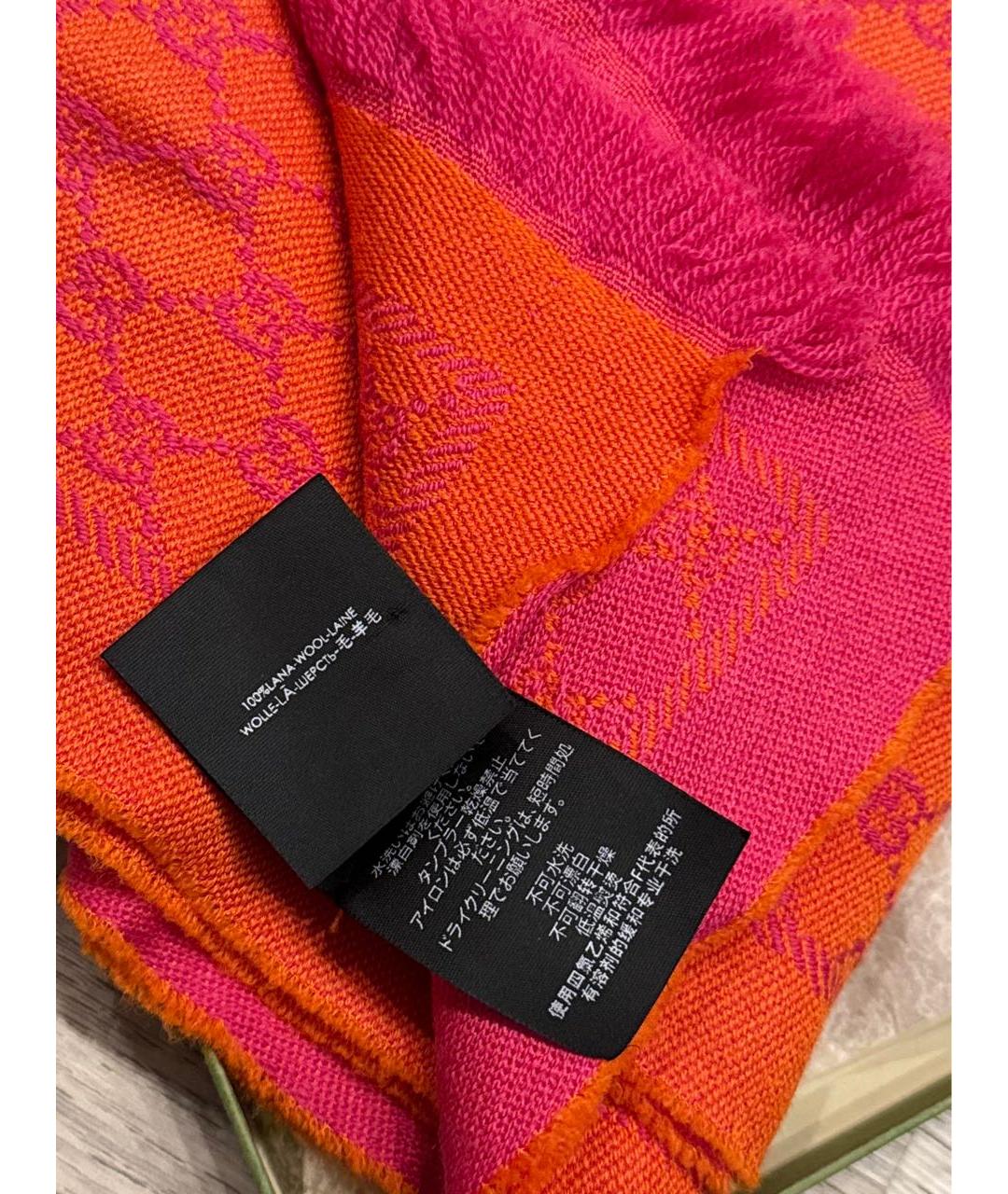 GUCCI Красный шерстяной шарф, фото 6