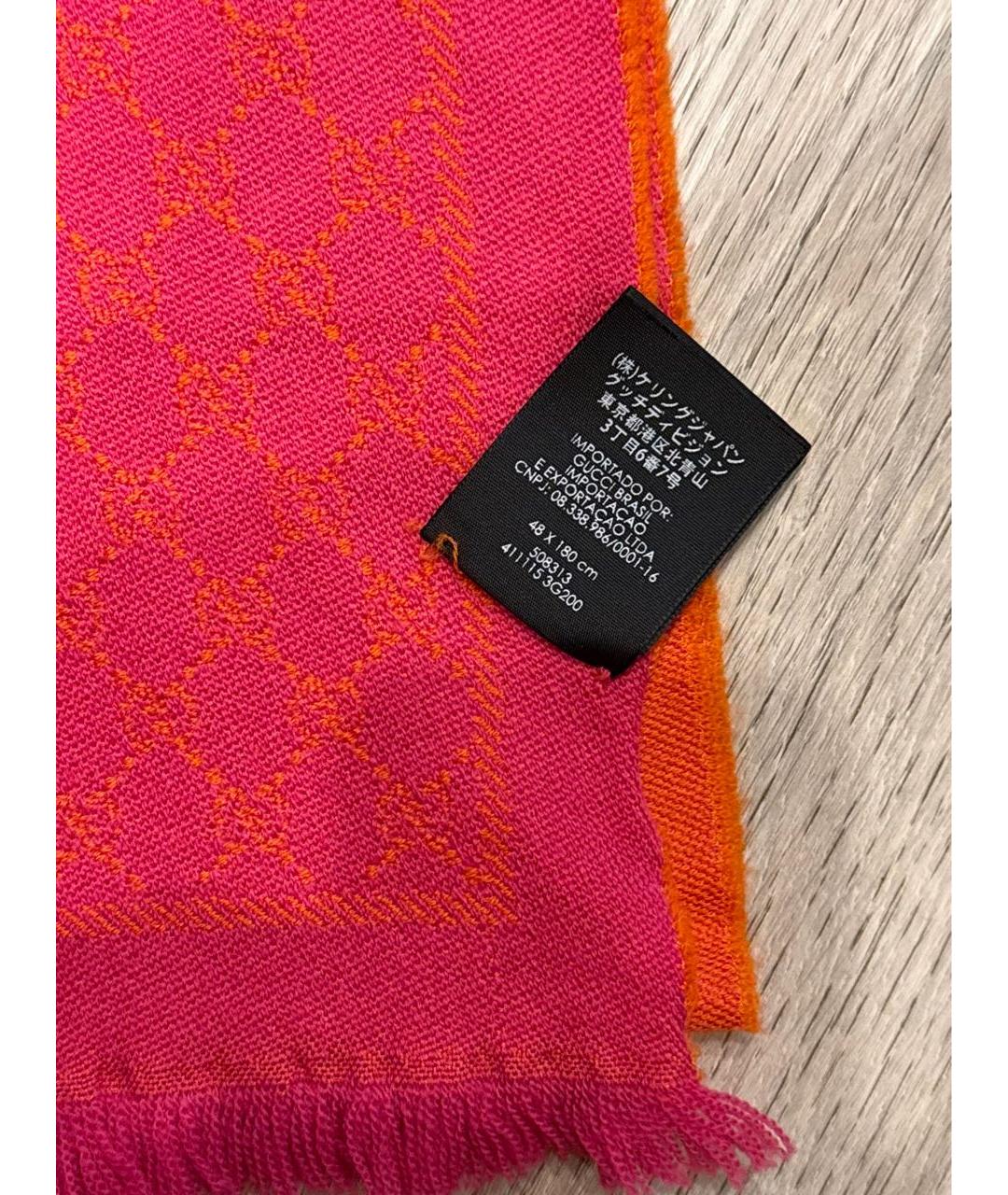 GUCCI Красный шерстяной шарф, фото 7