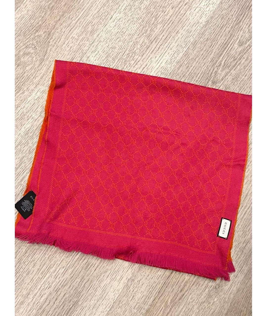 GUCCI Красный шерстяной шарф, фото 9