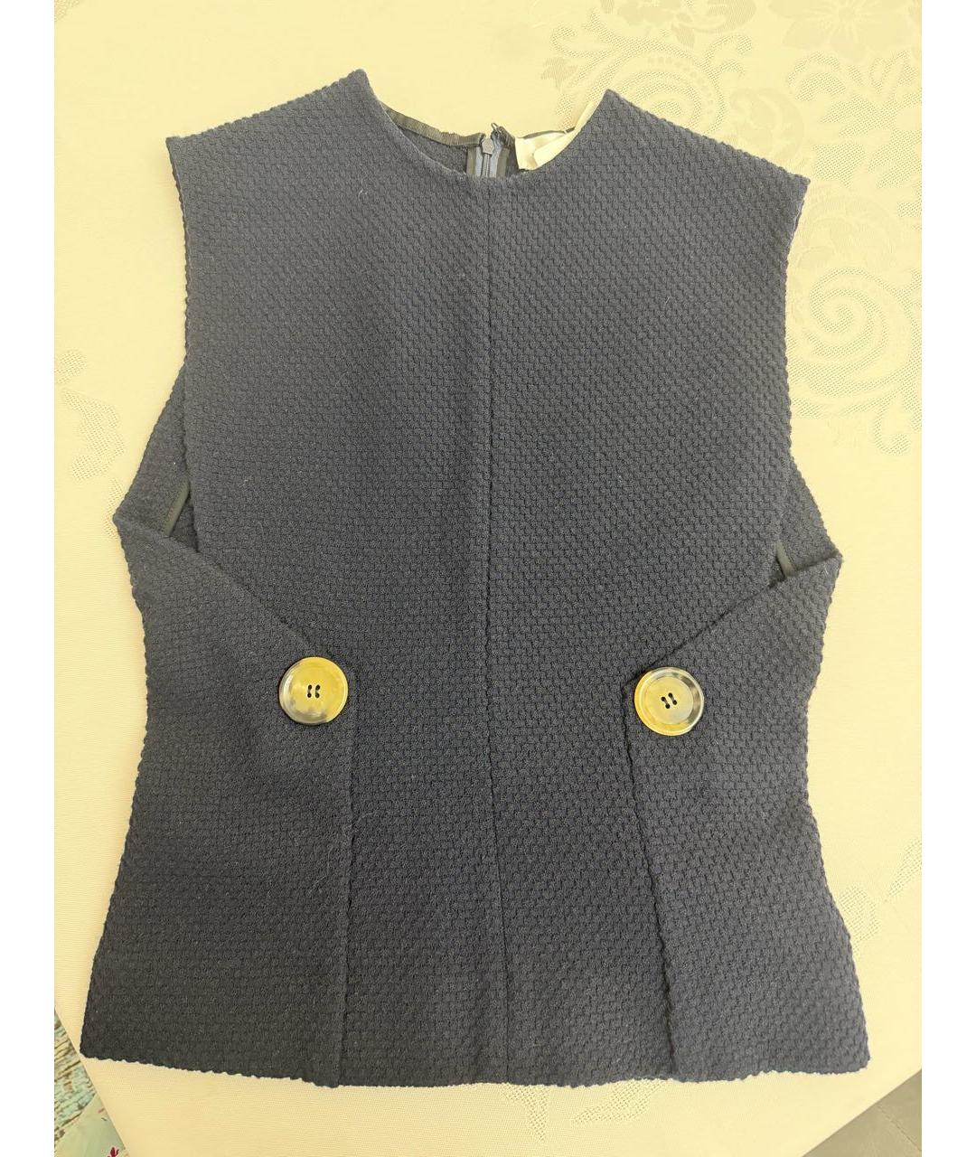 VICTORIA BECKHAM Темно-синий шерстяной жилет, фото 4