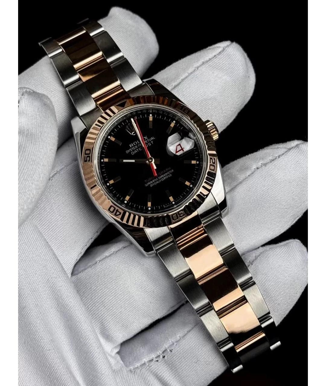 ROLEX Черные часы из розового золота, фото 2