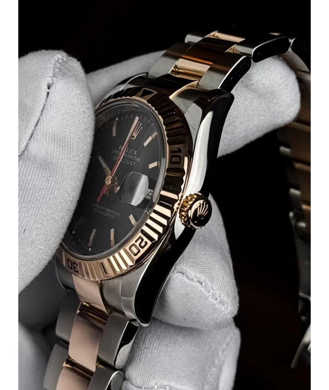 ROLEX Черные часы из розового золота, фото 3