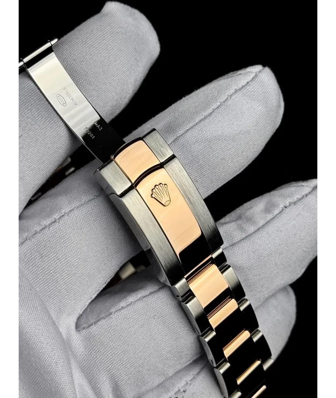 ROLEX Черные часы из розового золота, фото 6