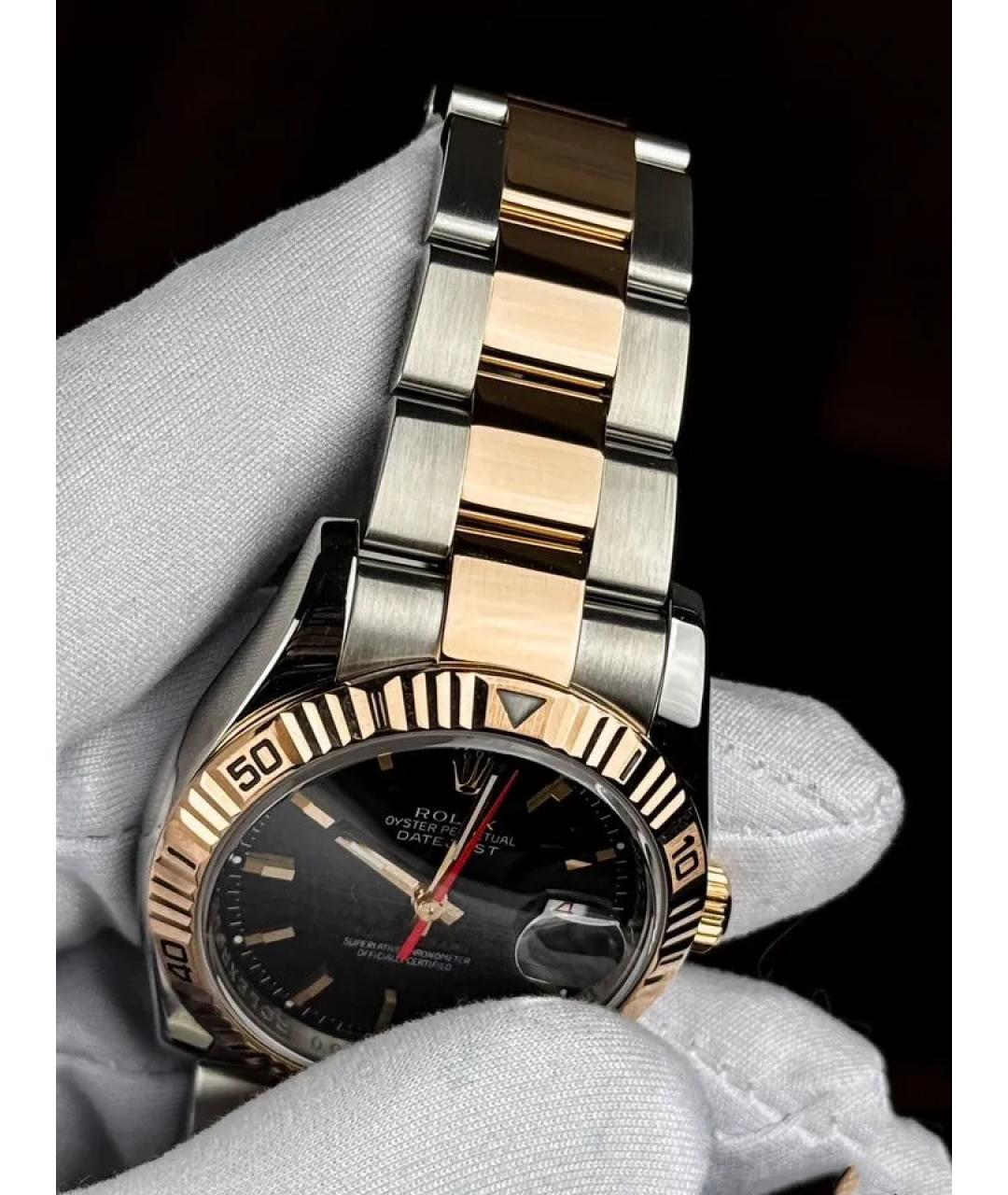 ROLEX Черные часы из розового золота, фото 5