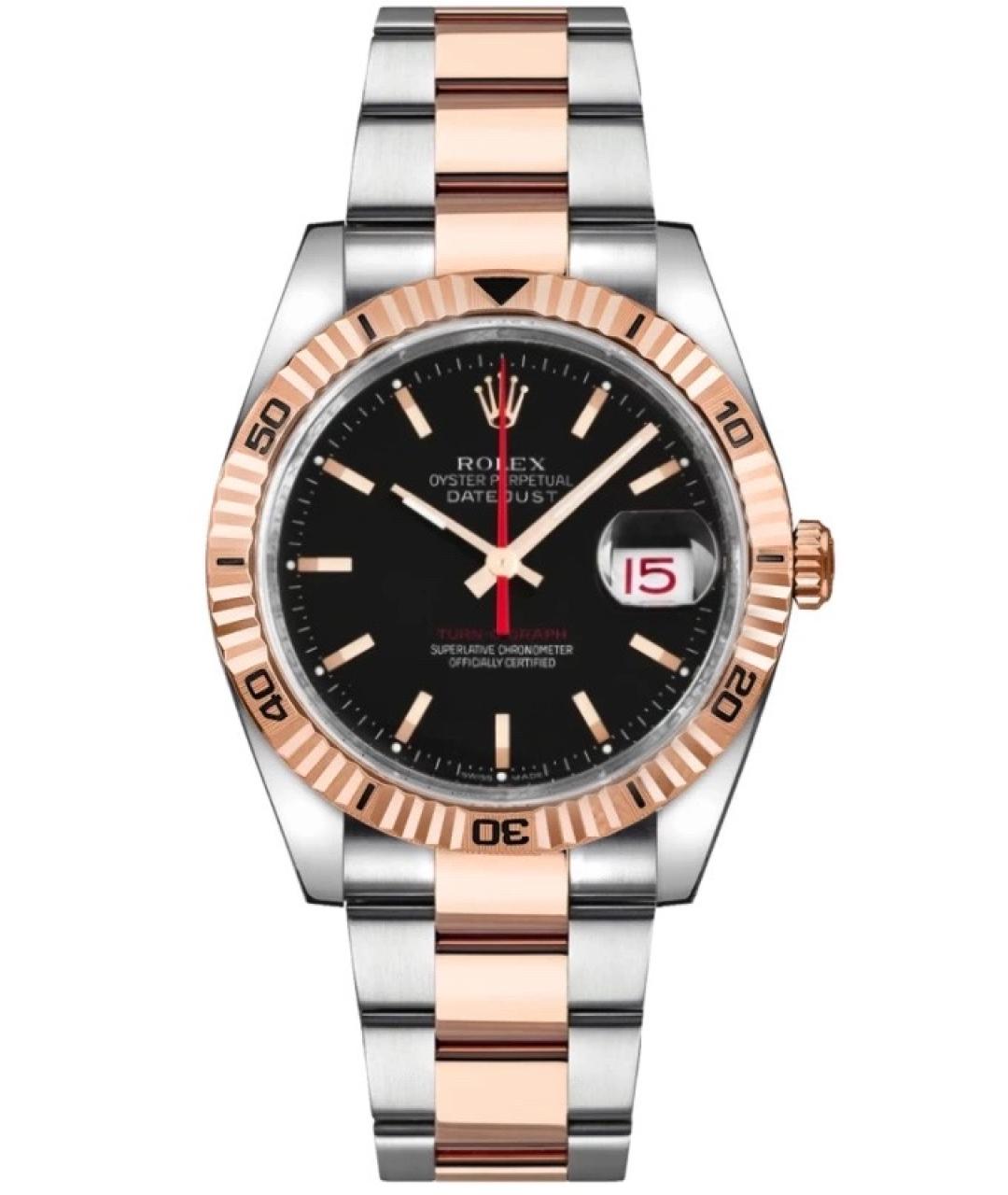 ROLEX Черные часы из розового золота, фото 1